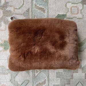 Yves Salomon Brown Fur Zippered Clutch - NWOT